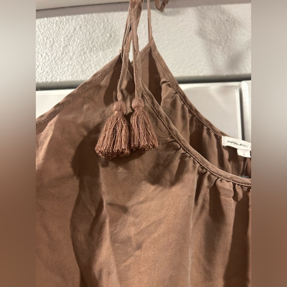 NEW 100% Silk. New without tags Unsubscribed Brown Sleeveless Jumpsuit.